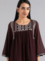 W for Woman Wine Round Neck Festive Top | Grocsy