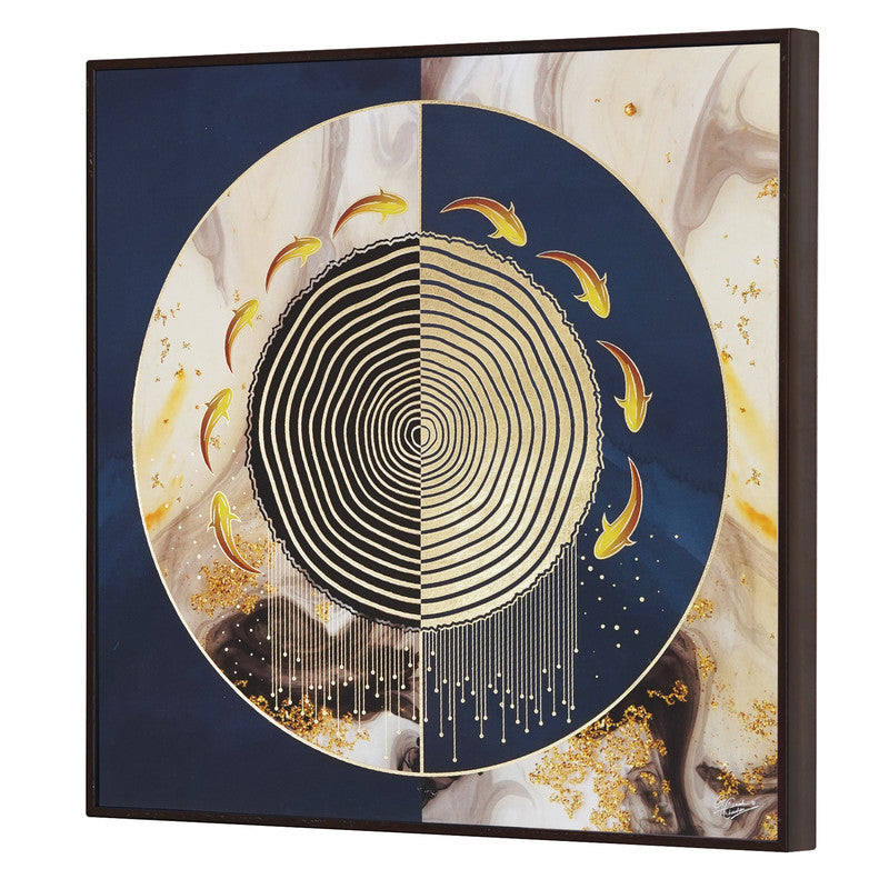 Tehzeeb Creations Golden Embossed Wall Painting | Grocsy