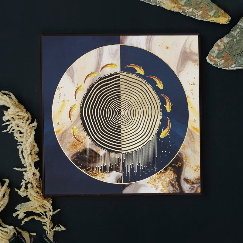 Tehzeeb Creations Golden Embossed Wall Painting | Grocsy