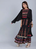 W for Woman Black Mandarin Neck Embellished kurta | Grocsy