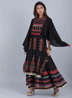 W for Woman Black Mandarin Neck Embellished kurta | Grocsy