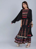 W for Woman Black Mandarin Neck Embellished kurta | Grocsy