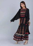 W for Woman Black Mandarin Neck Embellished kurta | Grocsy