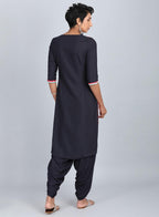 W for Woman Blue Round Neck Printed kurta | Grocsy