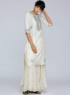 W for Woman White Round Neck Printed kurta | Grocsy