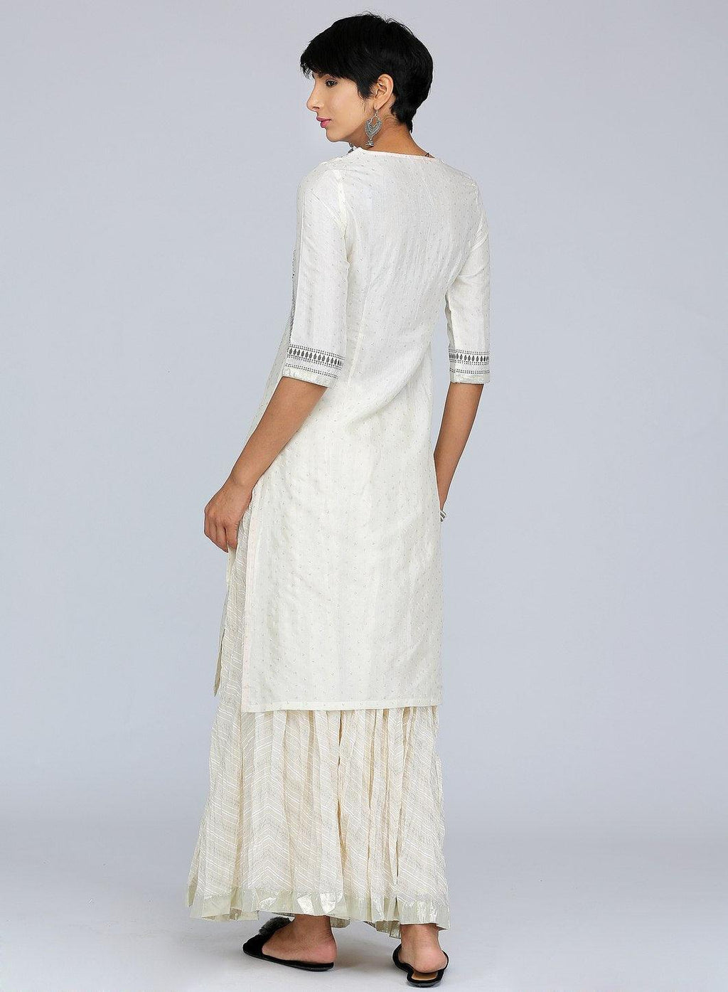 W for Woman White Round Neck Printed kurta | Grocsy