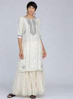 W for Woman White Round Neck Printed kurta | Grocsy