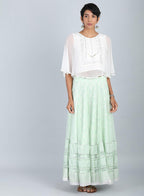 W for Woman White Round Neck Crop Top | Grocsy