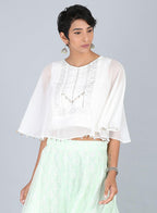 W for Woman White Round Neck Crop Top | Grocsy