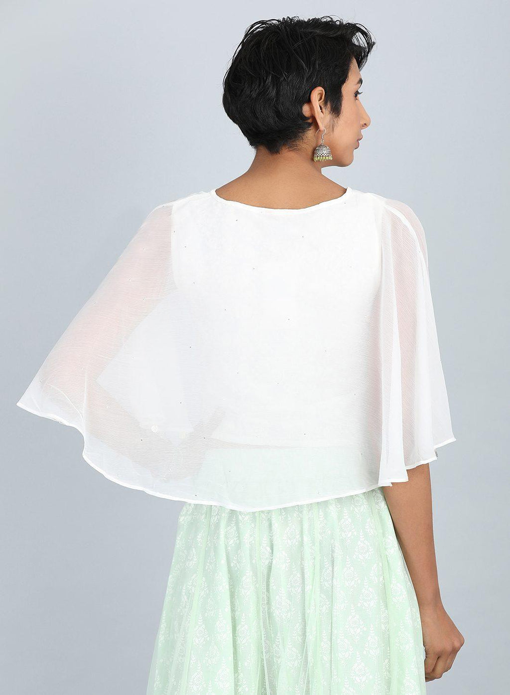 W for Woman White Round Neck Crop Top | Grocsy