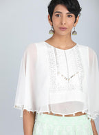 W for Woman White Round Neck Crop Top | Grocsy