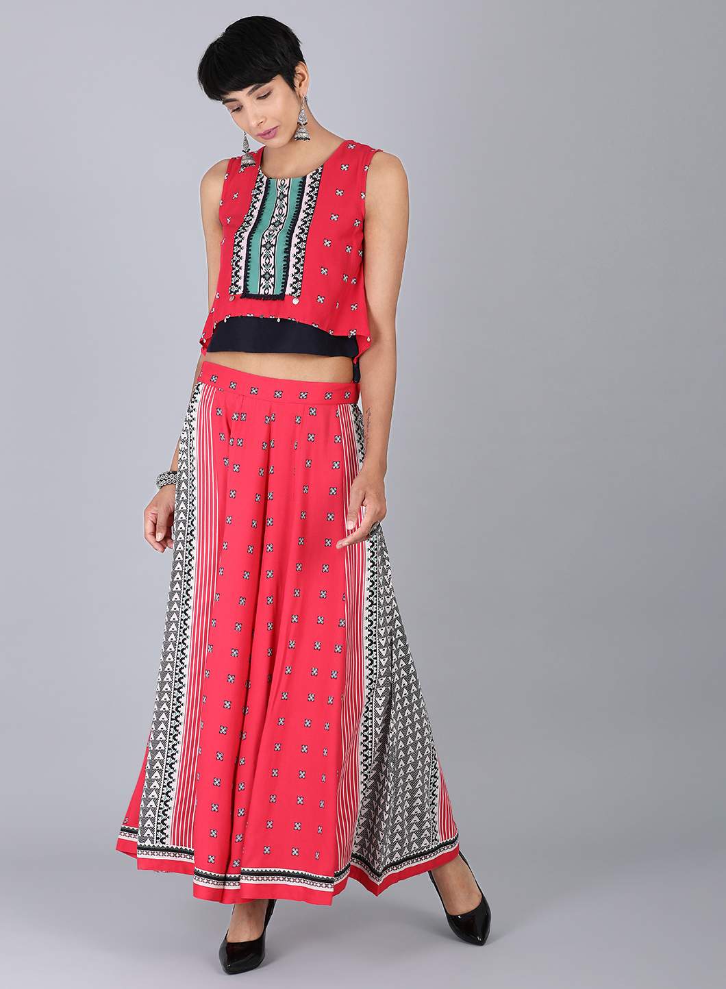 W for Woman Pink Round Neck Sleeveless Top | Grocsy
