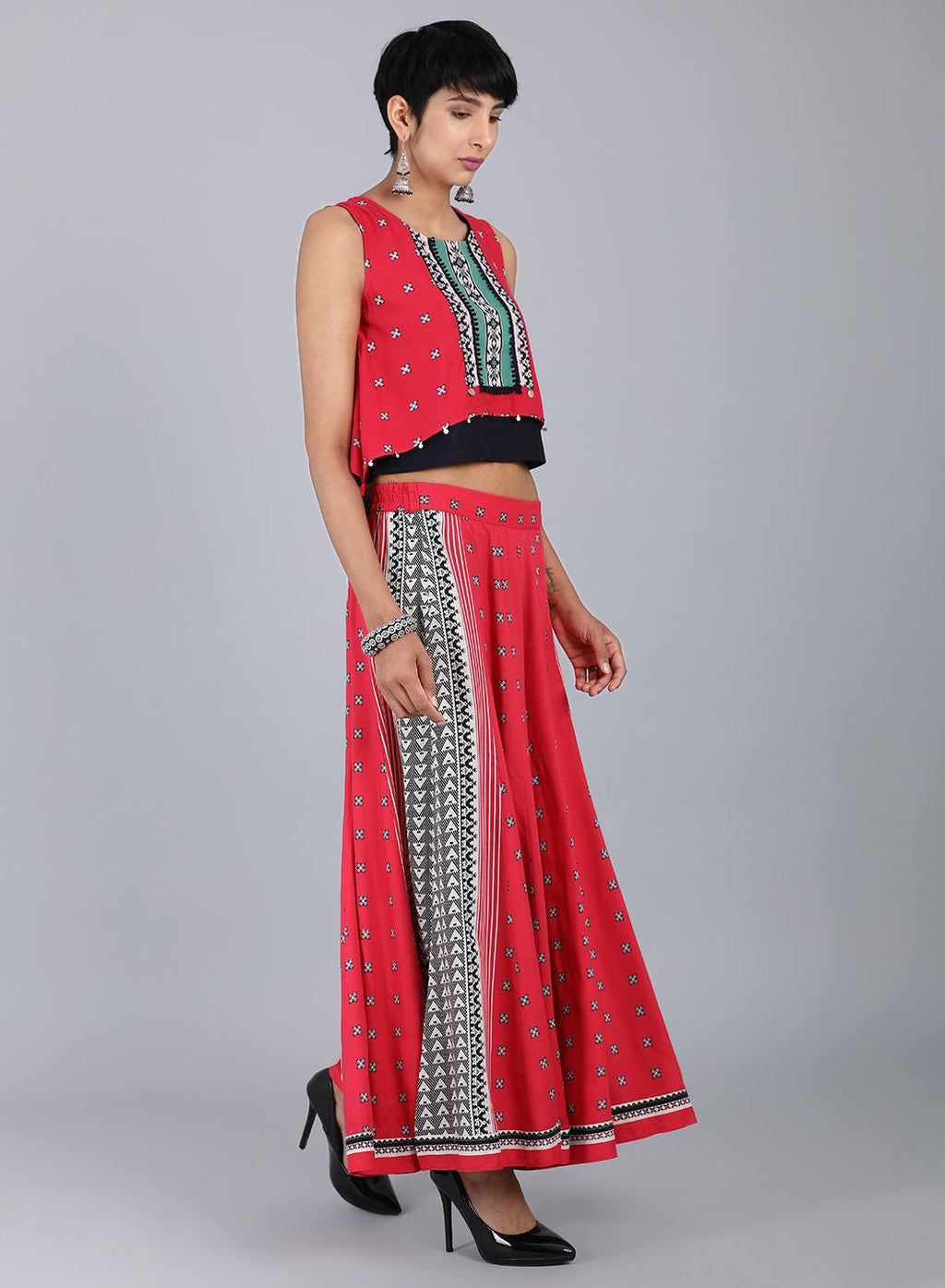 W for Woman Pink Round Neck Sleeveless Top | Grocsy