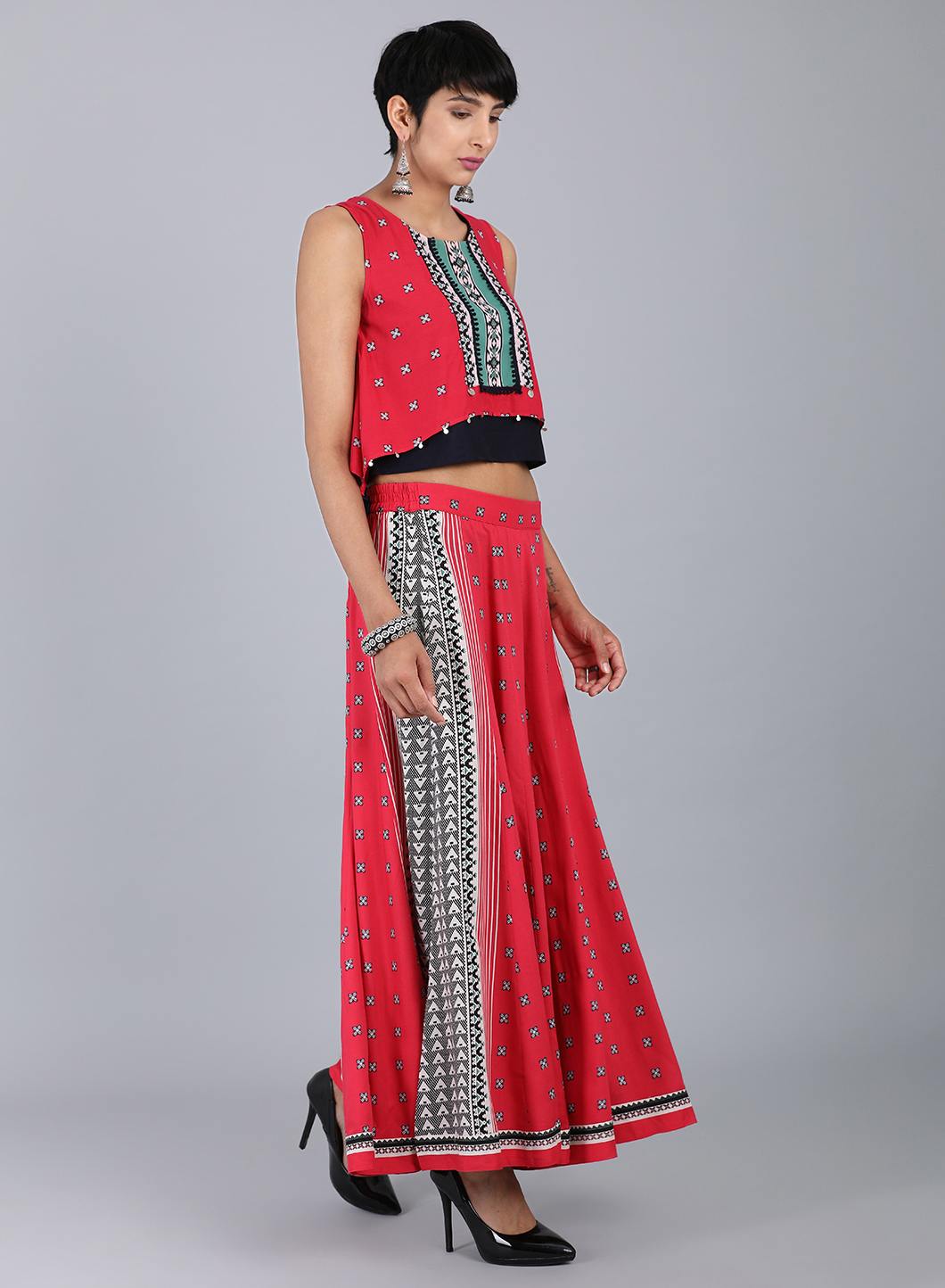 W for Woman Pink Round Neck Sleeveless Top | Grocsy