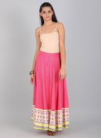 W for Woman Pink Printed Skirt | Grocsy