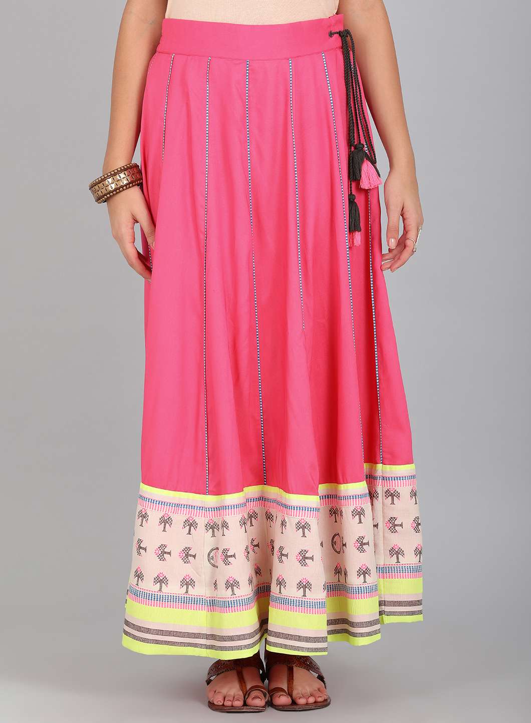 W for Woman Pink Printed Skirt | Grocsy
