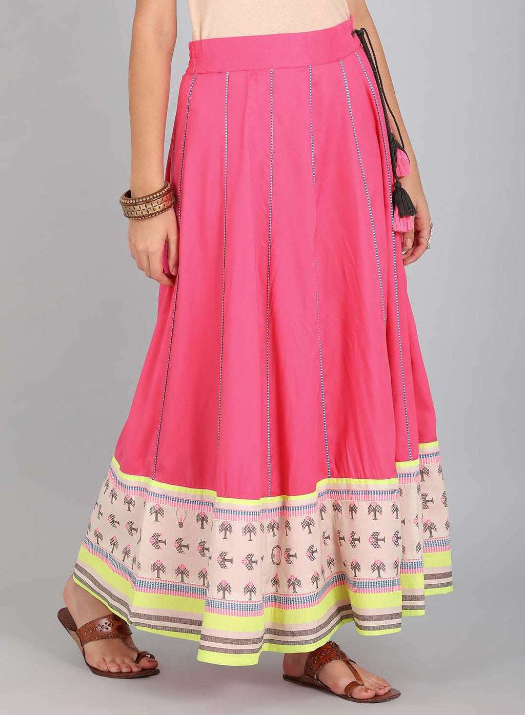 W for Woman Pink Printed Skirt | Grocsy
