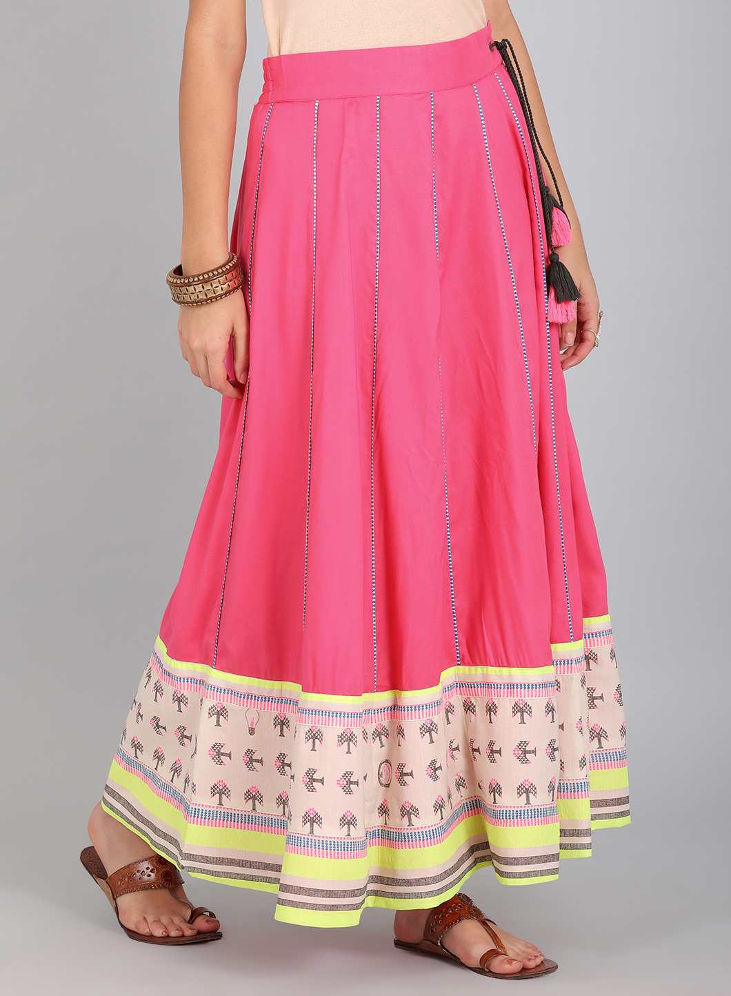 W for Woman Pink Printed Skirt | Grocsy