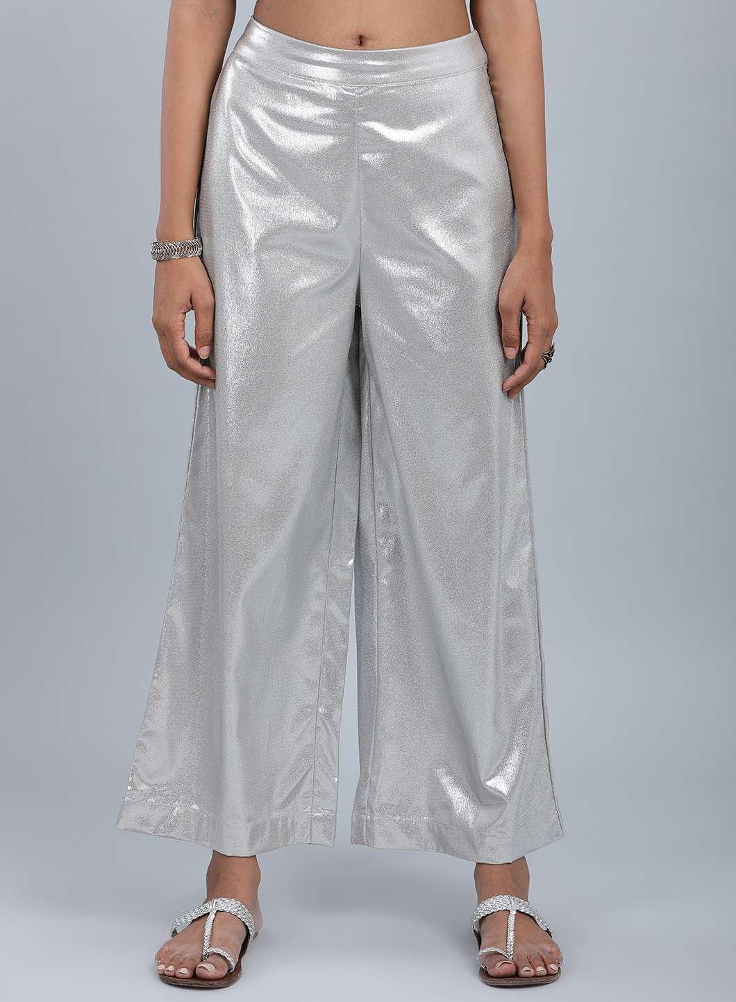 W for Woman Silver Glitter Pants | Grocsy