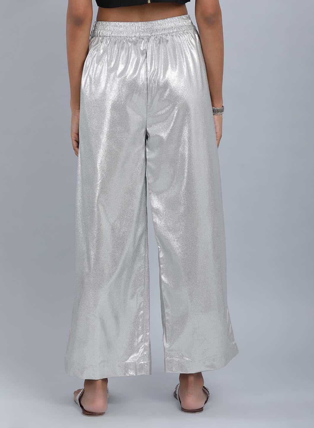 W for Woman Silver Glitter Pants | Grocsy