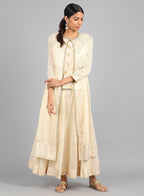 W for Woman Off-White Round Neck Embellished kurta Set | Grocsy