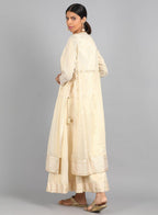 W for Woman Off-White Round Neck Embellished kurta Set | Grocsy