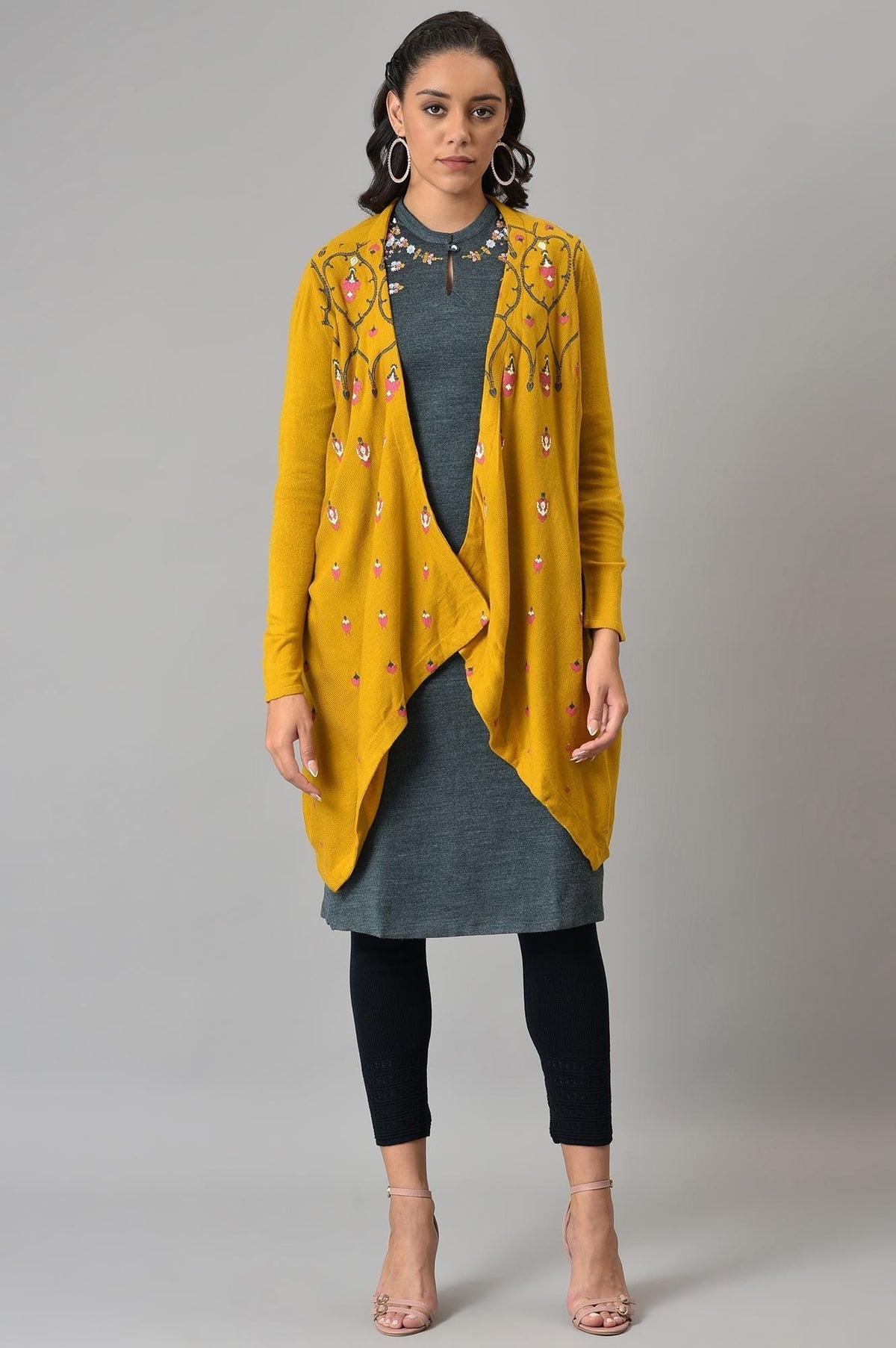 W for Woman Yellow Knitted Cardigan | Grocsy