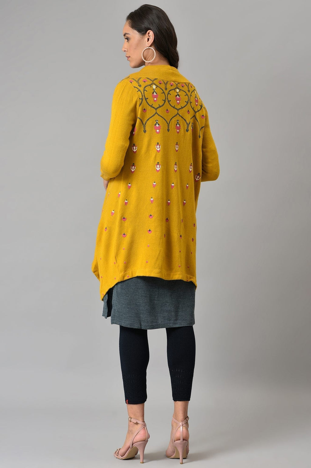 W for Woman Yellow Knitted Cardigan | Grocsy
