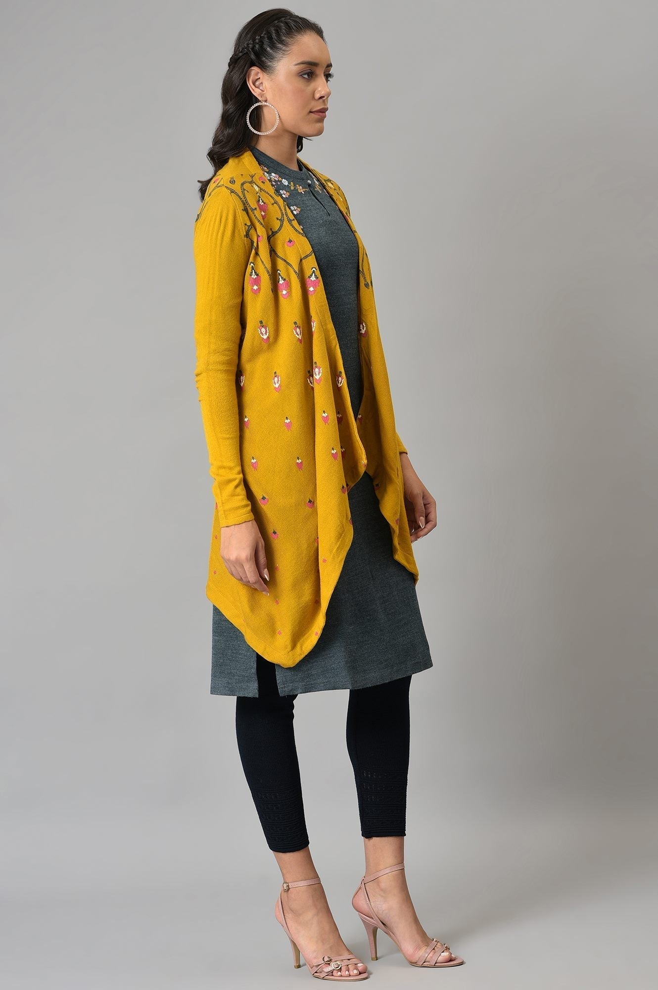 W for Woman Yellow Knitted Cardigan | Grocsy