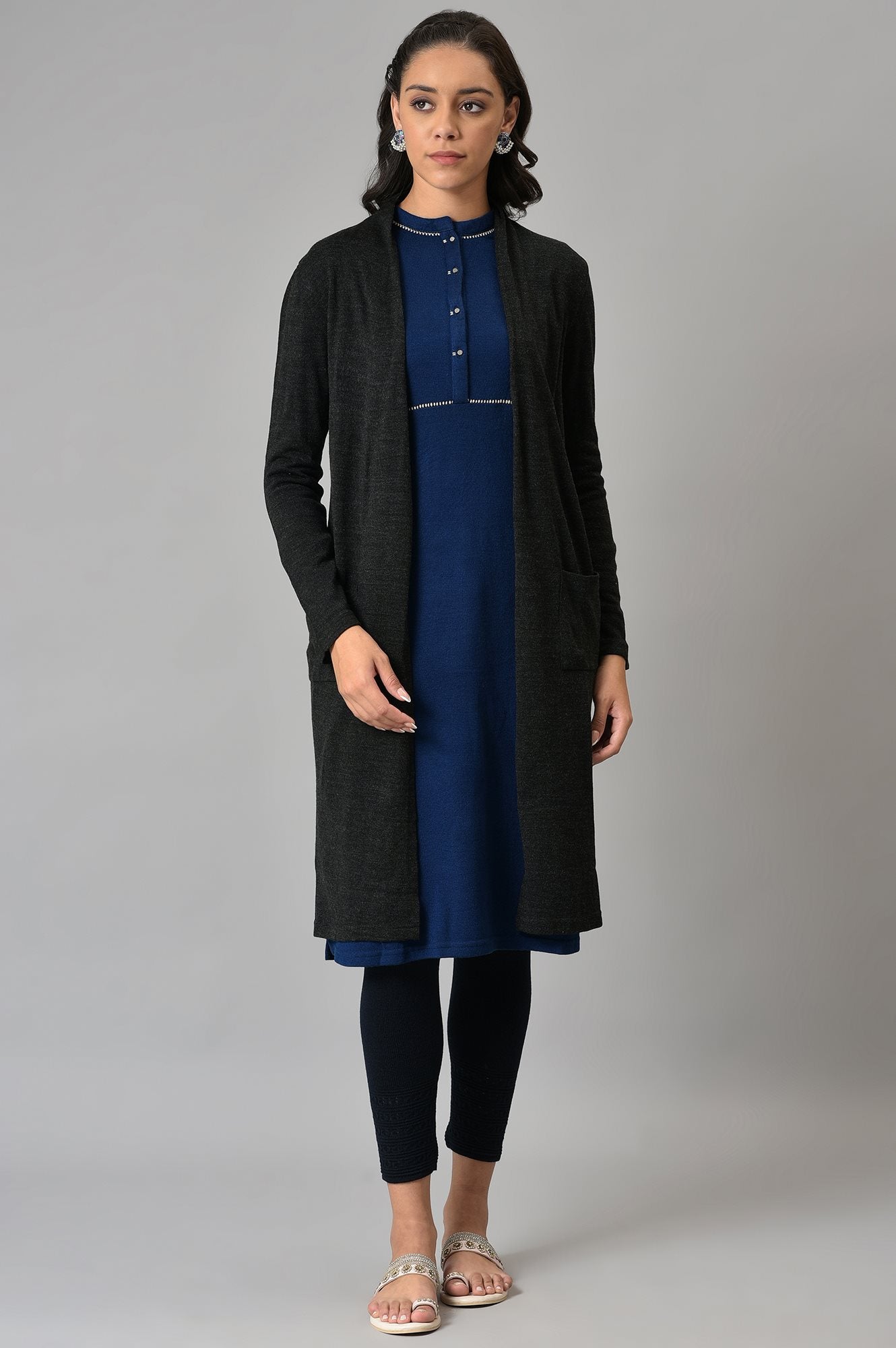 W for Woman Grey Basic Cardigan | Grocsy