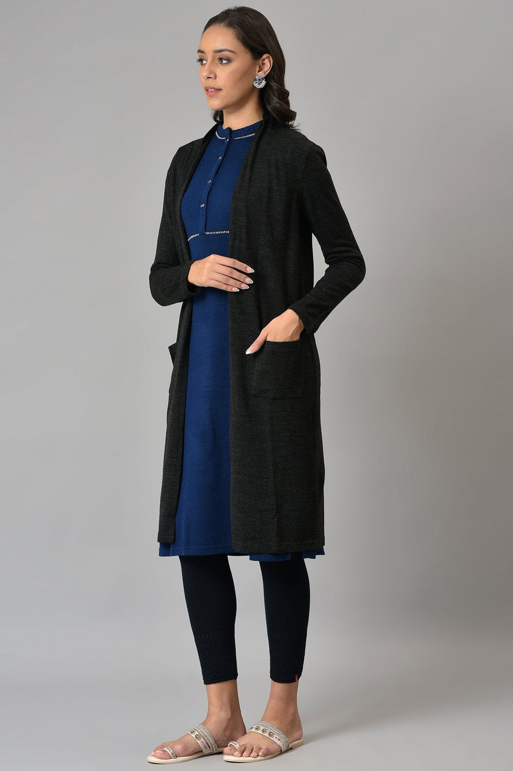 W for Woman Grey Basic Cardigan | Grocsy