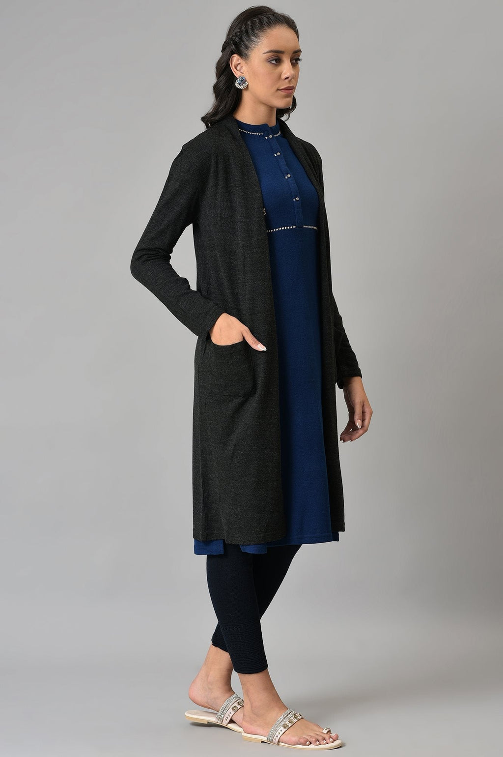 W for Woman Grey Basic Cardigan | Grocsy