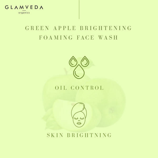 Glamveda Green Apple Brightening Foaming Face Wash | Grocsy