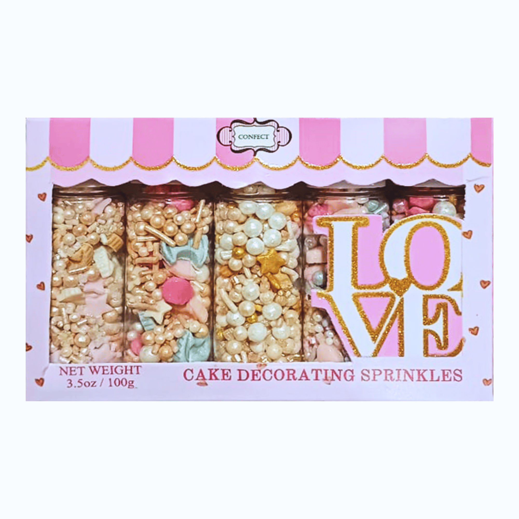 Confect Girls Baby Shower Sprinkles | Mix Heart, Teddy, Baby Feed Bottle & Baby Feet Sprinkles | Grocsy