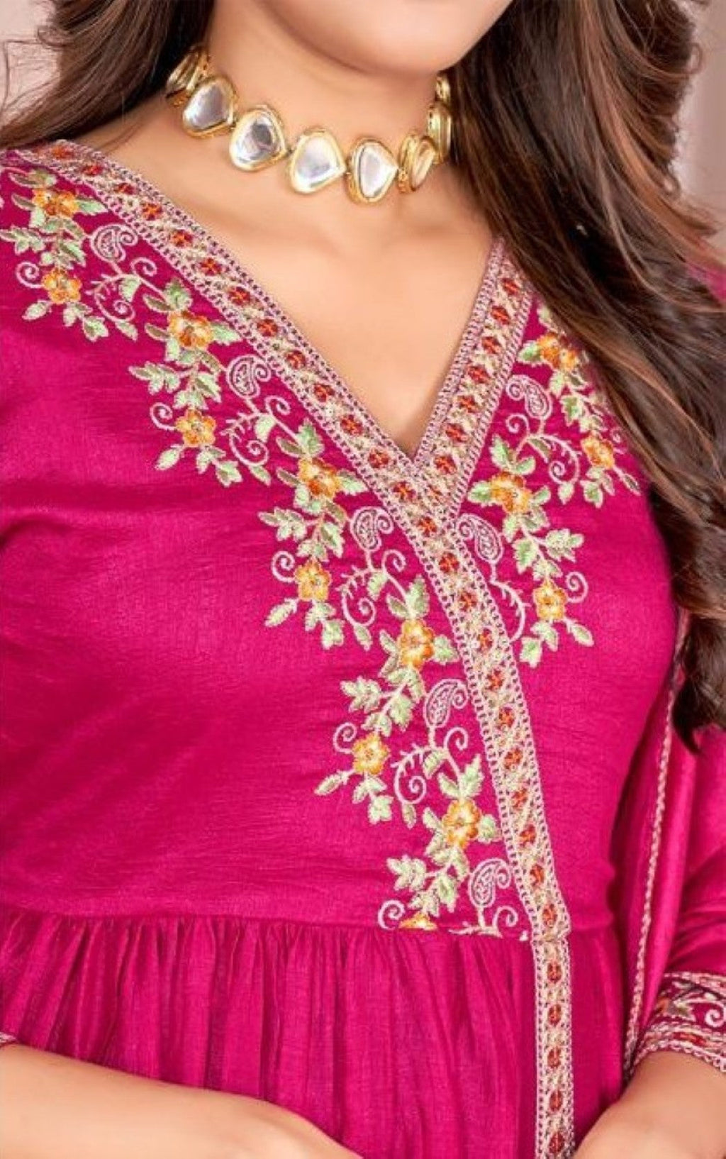Anaita Pink Anarkali Readymade Suit with Embroidery Work | Grocsy