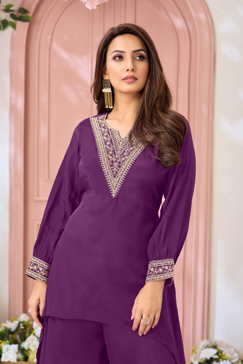 Anaita Purple Readymade Suit with Coding Work | Grocsy