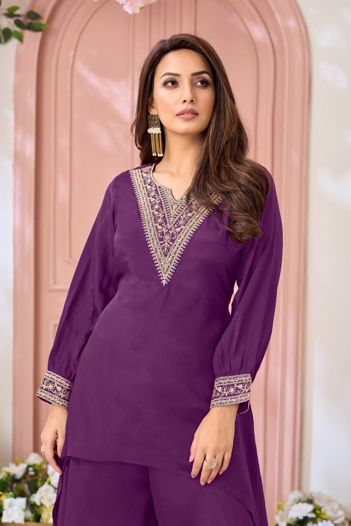 Anaita Purple Readymade Suit with Coding Work | Grocsy