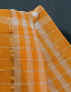 Cream And Orange Coloured With Checks Pure Mangalgiri Cotton Saree By Gayathri Reddy Designer Studio | Grocsy