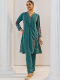 HOUSE OF KARI Floral Embroidered Regular Chikankari Kurta with Trousers | Grocsy