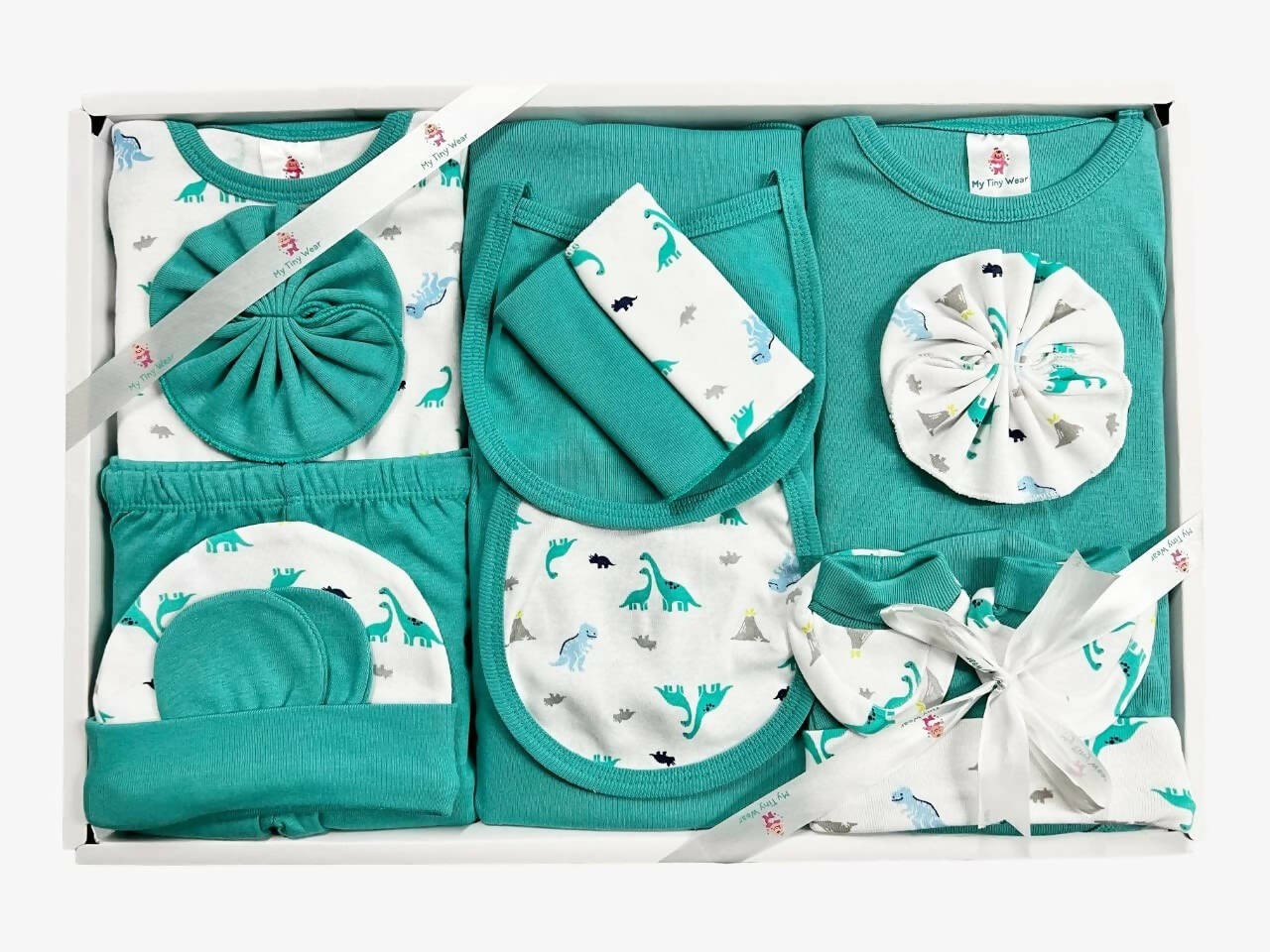 My Tiny Wear Full Sleeves New Born Baby Gift Set - Dino Print | Grocsy