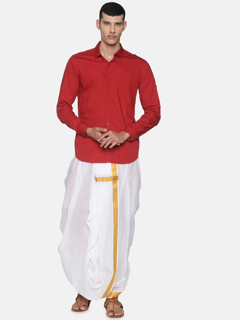 Sethukrishna Men White Readymade Cotton Dhoti | Grocsy