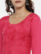 Souchii Pink & Mustard Yellow Printed Straight Kurta | Grocsy