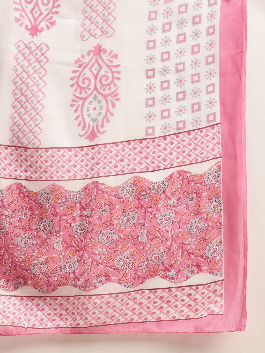 Sangria Floral Printed Gotta Patti Pure-Cotton A-Line Kurta With Trouser & Dupatta | Grocsy