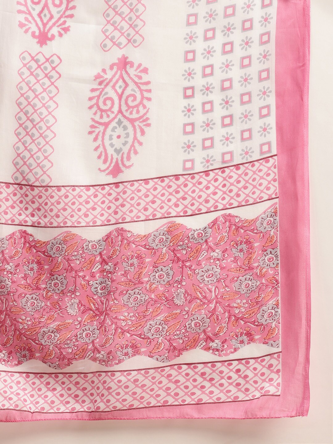 Sangria Floral Printed Gotta Patti Pure-Cotton A-Line Kurta With Trouser & Dupatta | Grocsy