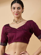 Purple Organza Swaroski Diamond Work Saree with Unstitched Blouse - Radha | Grocsy