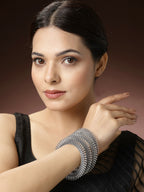 NVR Women's Set of 4 Silver-Plated German Silver Oxidised Bangles