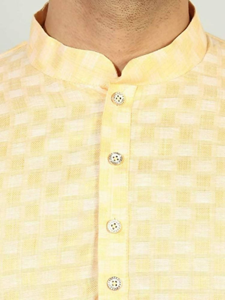 Uri And Mackenzie Mens Casual Cotton Blend kurta Pajama Set (Light Yellow) | Grocsy