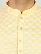 Uri And Mackenzie Mens Casual Cotton Blend kurta Pajama Set (Light Yellow) | Grocsy
