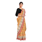 Exclusive Collection 100% Pure Cotton Yellow Tant Saree With Hand Weaving Work | Grocsy