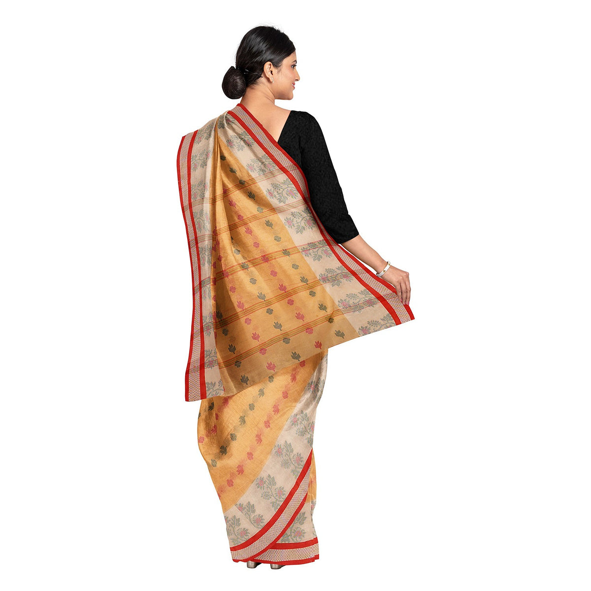 Exclusive Collection 100% Pure Cotton Yellow Tant Saree With Hand Weaving Work | Grocsy
